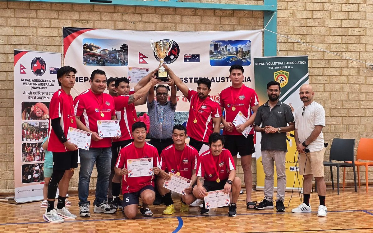 SurajRealmark's tweet photo. Congratulations to Team Nepal Youth Club - NYC for winning the 7th NAWA Volleyball Cup 2024! 
#Nawacup2024
#TeamNYC https://t.co/4sTAEbjyqP