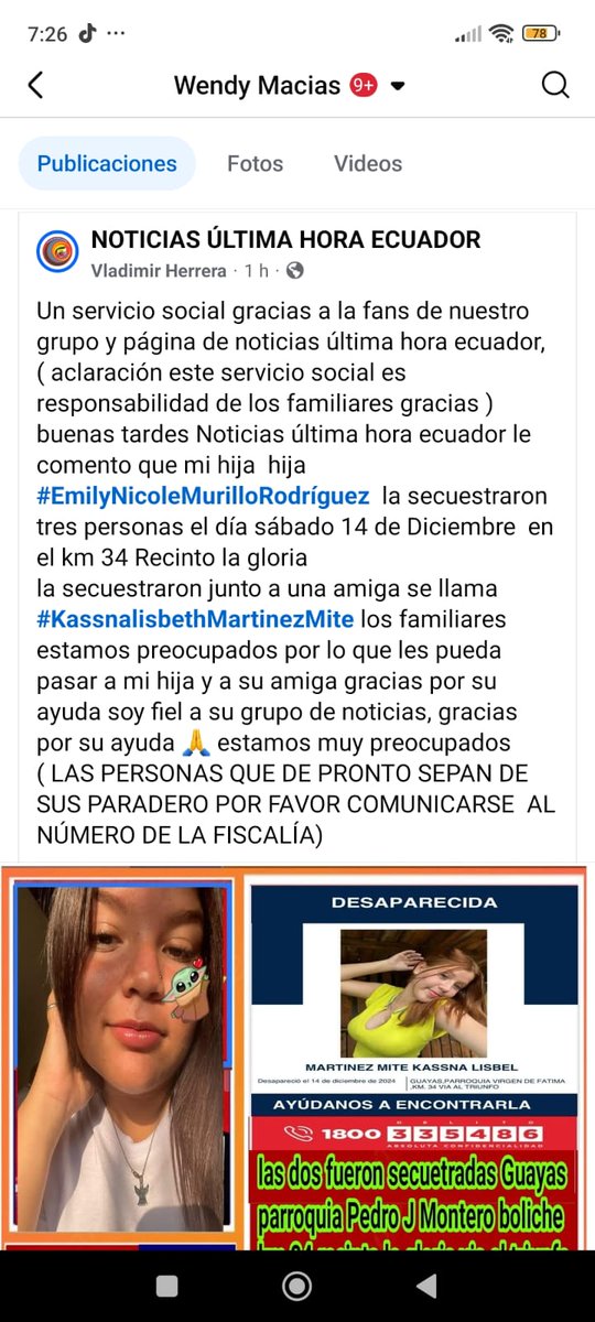 jasmr8003's tweet photo. @LaDefensaEc Mi hija con la amiga también fueron secuestradas favor ayuden a compartir 🙏 https://t.co/XowxMQCX5T