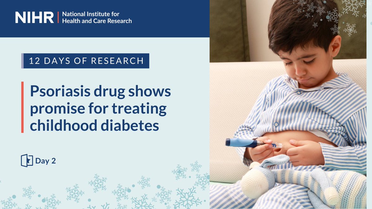 #12DaysOfResearch | Day 2️⃣: Research is bringing us closer to the goal of managing type-1 #diabetes without insulin.

In February, we highlighted how a commonly used psoriasis drug has been found to be effective in helping to treat children and adolescents with early-stage type-1