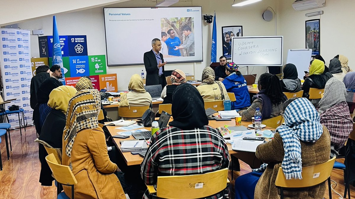 Habib_Abed1's tweet photo. Happening now ! 

Thrilled to share that at #IVD2024, 74 @UNVolunteers UN from across @unafghanistan have come together both in person and online, for a vital career management learning session hosted by the UNV capacity building and learning team!

This event underscores the critical role of continuous learning within the UNV and our mission to be effective partners for our UN counterparts. 

A heartfelt thanks to our UN Volunteers for your enthusiasm and to our UN partners for making this possible! #IVD2024 #UNVolunteers #LearningAndPartnerships
@UNVAsiaPacific, @UNDPaf, @UNICEFAfg, @UNFPAAfg,@unwomenafghan