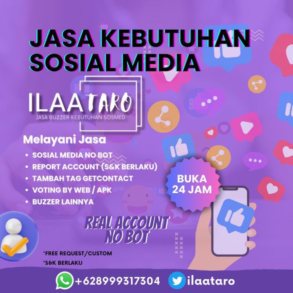 ilaataro's tweet photo. kamu butuh jasa buzzer untuk kebutuhan sosmed kamu? atau butuh jasa isi kuesioner? atau butuh jasa tambah tag getcontact? atau jasa buzzer lainnya? 
Semua ada di Jasa Buzzer Ilaa Taro 💜

LINK WA DI BIO | AVAIL DISCOUNT

#zonauang #zonauang #jasaisikuesioner #jasamurah https://t.co/egL9IRUCqJ