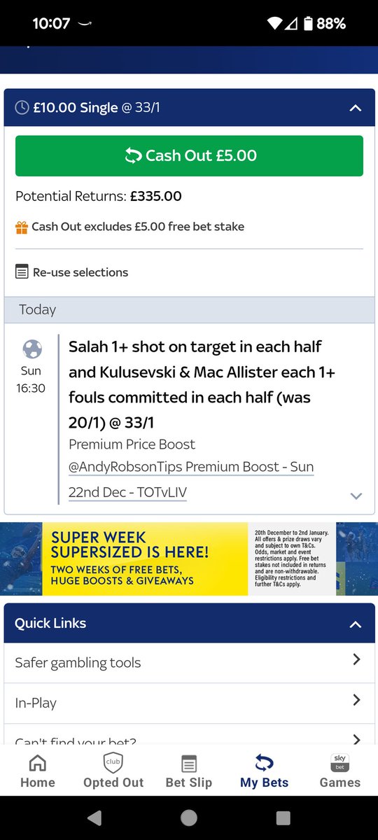 hunter1990lfc's tweet photo. @AndyRobsonTips Liked it that much used my free bet and another fiver 😜 https://t.co/4d2RaqvaCZ