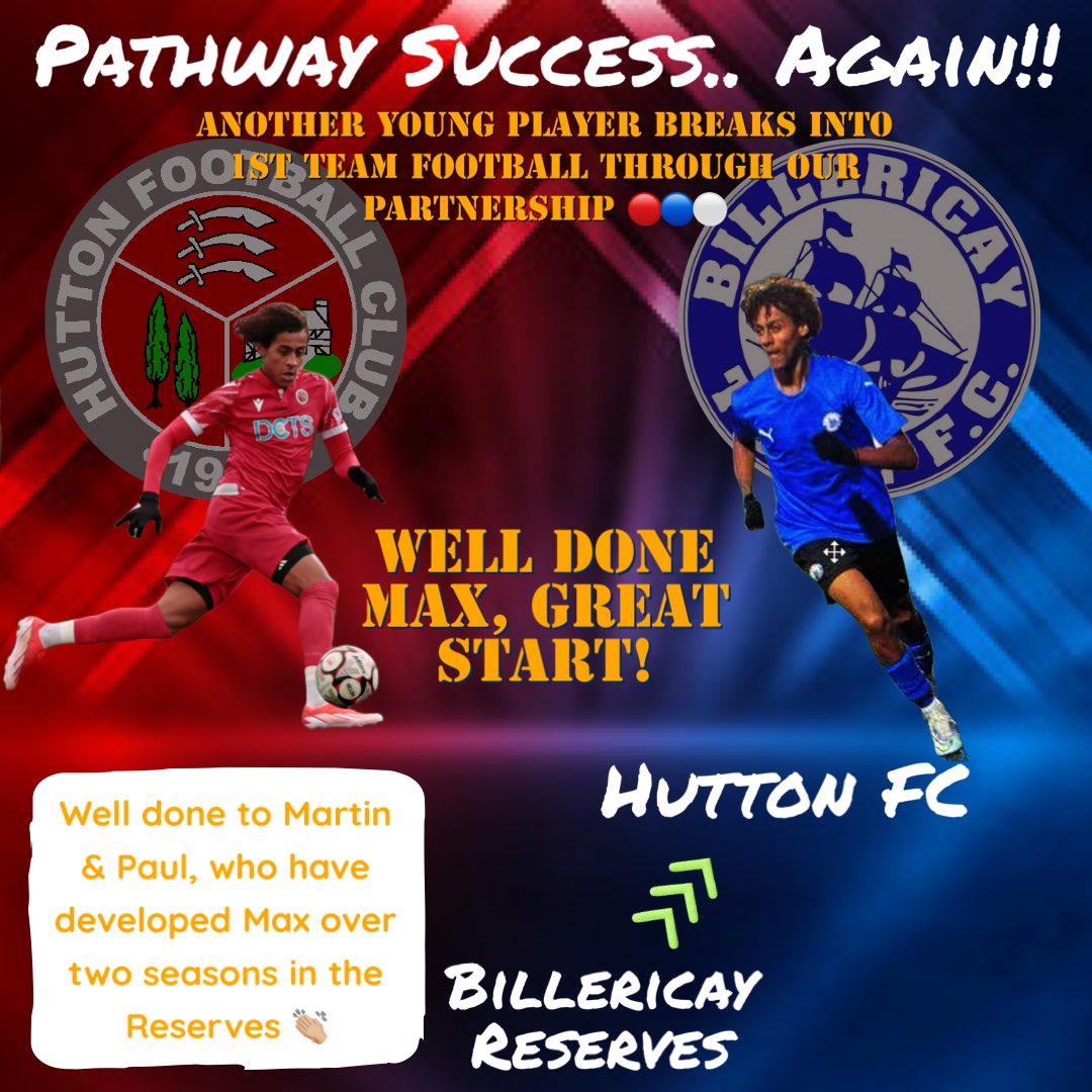 Another success story from our partnership with <a href="/BTFC/">Billericay Town FC</a>.Max is a young exciting player who has already impressed at both clubs.Any young players looking to join the pathway, it’s proven &amp; available via both young sides.Well done to all involved and Merry Christmas🎄<a href="/TrevRobPhoto/">Trev Robinson Photography</a> 📸