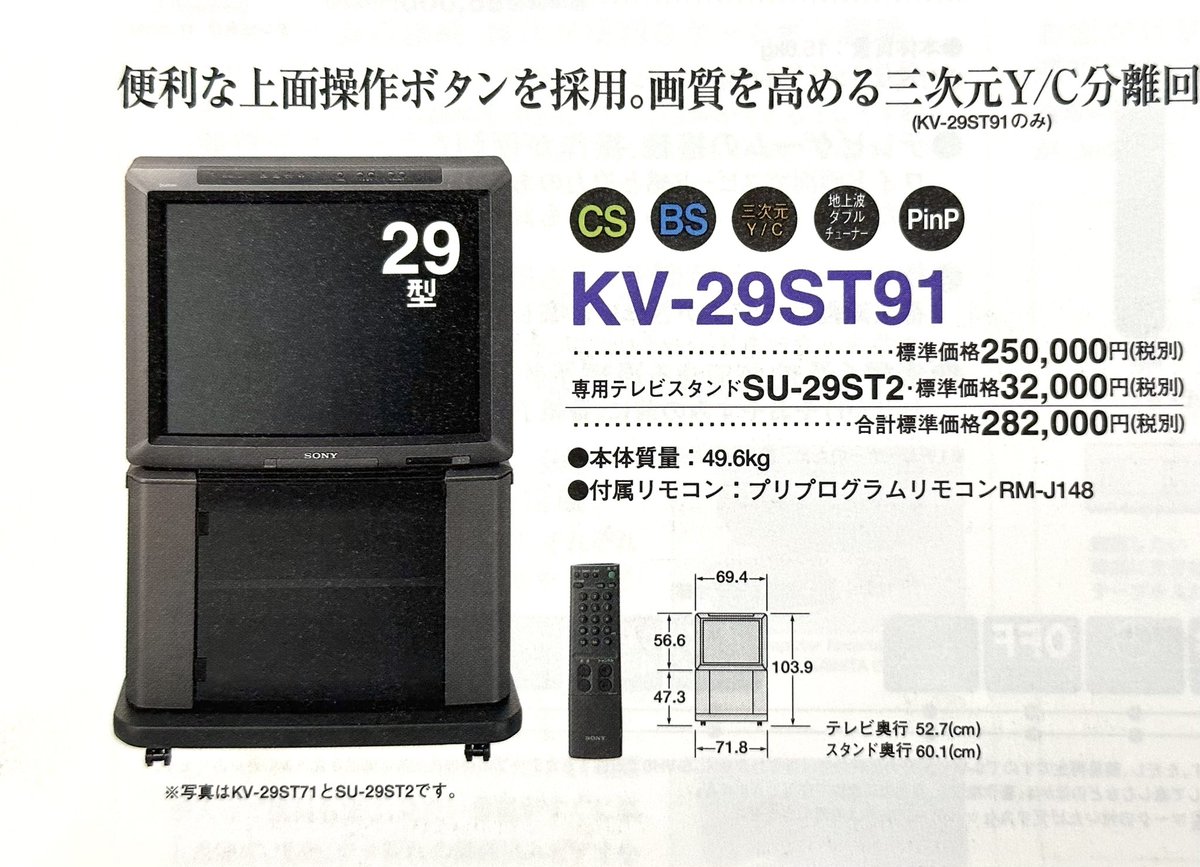 ソニー キララバッソ 29型 / 1995年〕 スーパートリニトロン管搭載