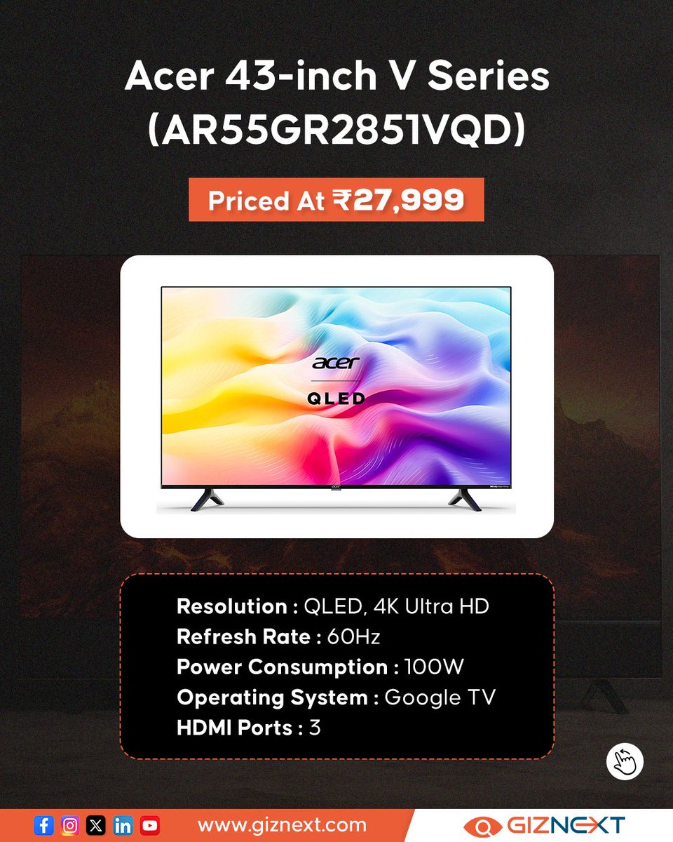 GizNext's tweet image. The best of 43 inches under ₹30,000! 📺✨ Don’t miss out on these amazing TVs that deliver on quality and price! 💡🔥
.
.
.
#television #tvunit #listicle #LG #xiaomi #Acer #giznext