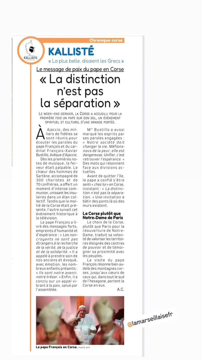 Retour sur la venue du pape à Ajaccio dans <a href="/lamarsweb/">La Marseillaise</a> 

Une visite qui résonne bien au delà des montagnes corses.