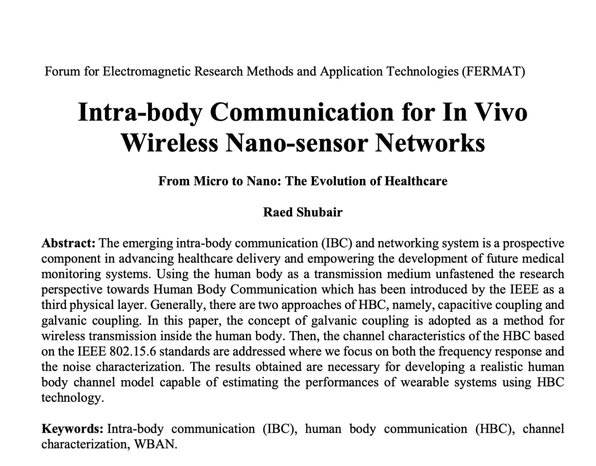CorinneNokel's tweet photo. 2017
#HumanBodyCommunication
#IntraBodyCommunication
#WirelessNanoSensorNetworks IN THE BODY
Colleague of Jornet (active US patents)
https://t.co/9MImulzKmq https://t.co/rOq8hj1yIt