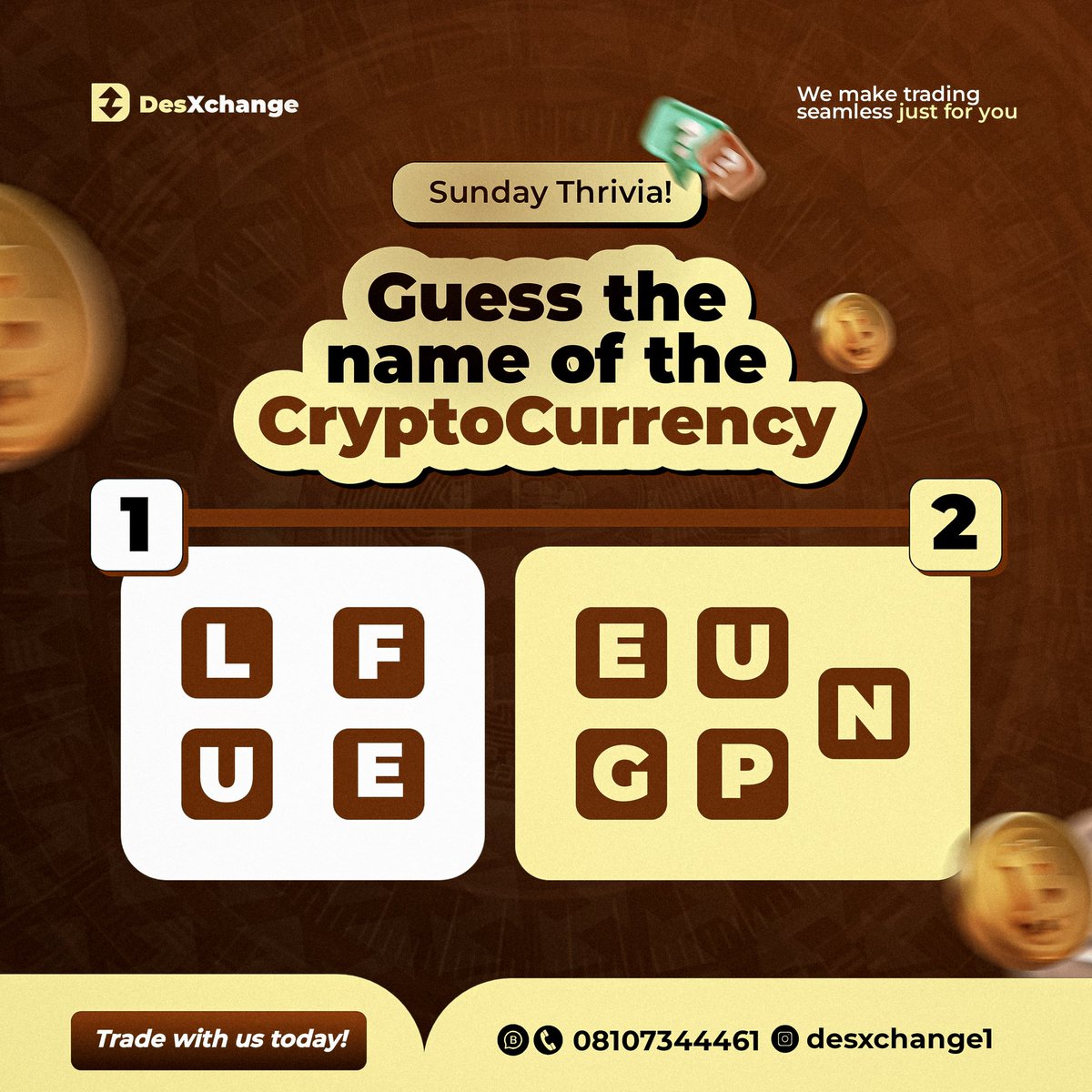 DesXchange_'s tweet photo. 📌 Sunday is here again Chads🧡

Let's see who wins today's Trivia again!

To win;

• Follow @DesXchange_ & @Desxchange2_
• Retweet
• Tag 2 friends
• Comment your answers 📌

Giving 5k cash price to the 2 lucky people 🤎

Picking 2 winners randomly in 24 hrs.

The lucky ones shall be picked.

Lfg🤎🔥