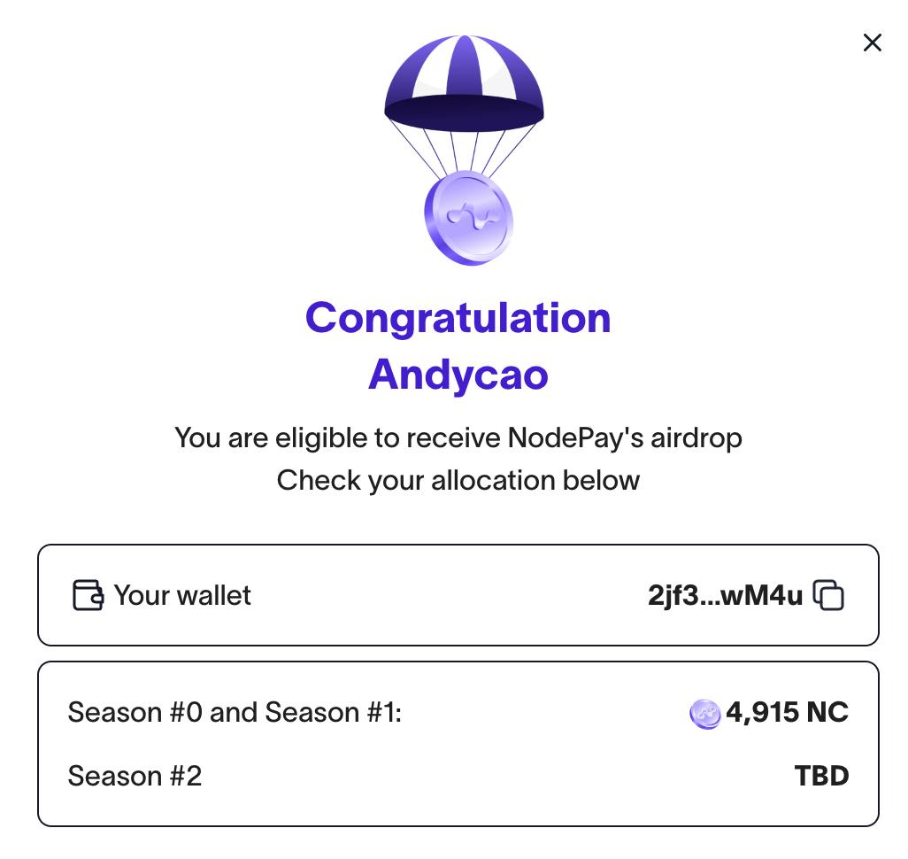 🔥Airdrop Nodepay chính thức mở check ➡️Check phần thưởng cho Airdrop # nodepay Season 0 và Season 1 🔗Link check: https://t.co/j0WP5I6lPe Anh em  được bao nhiêu Token? 1$ soon 😂😂