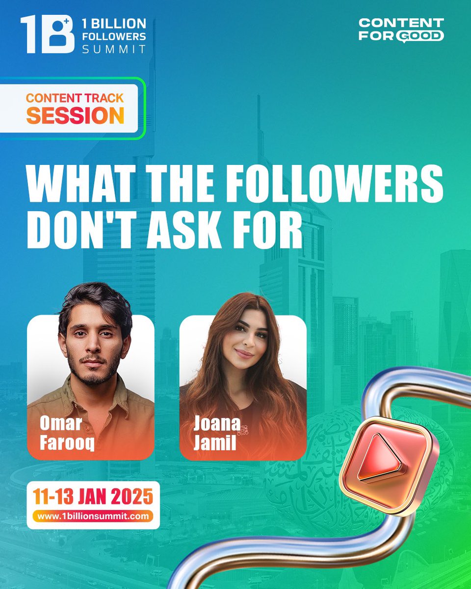 Say goodbye to empty trends and hello to impactful storytelling!
Join <a href="/omr94_/">عمر فاروق</a> and <a href="/JoanaJamil/">Joana</a> at the #1BillionSummit as they explore how creators can make a real difference online.

#ContentForGood