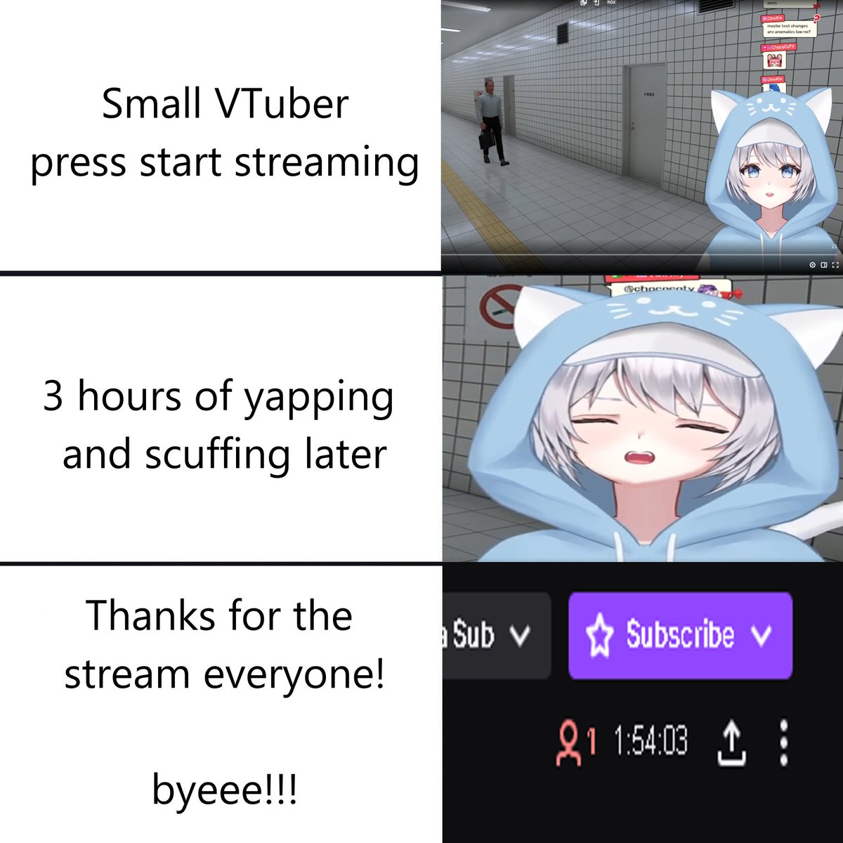 hydrogenuwu's tweet image. Me as a Small VTuber everytime I start streaming
