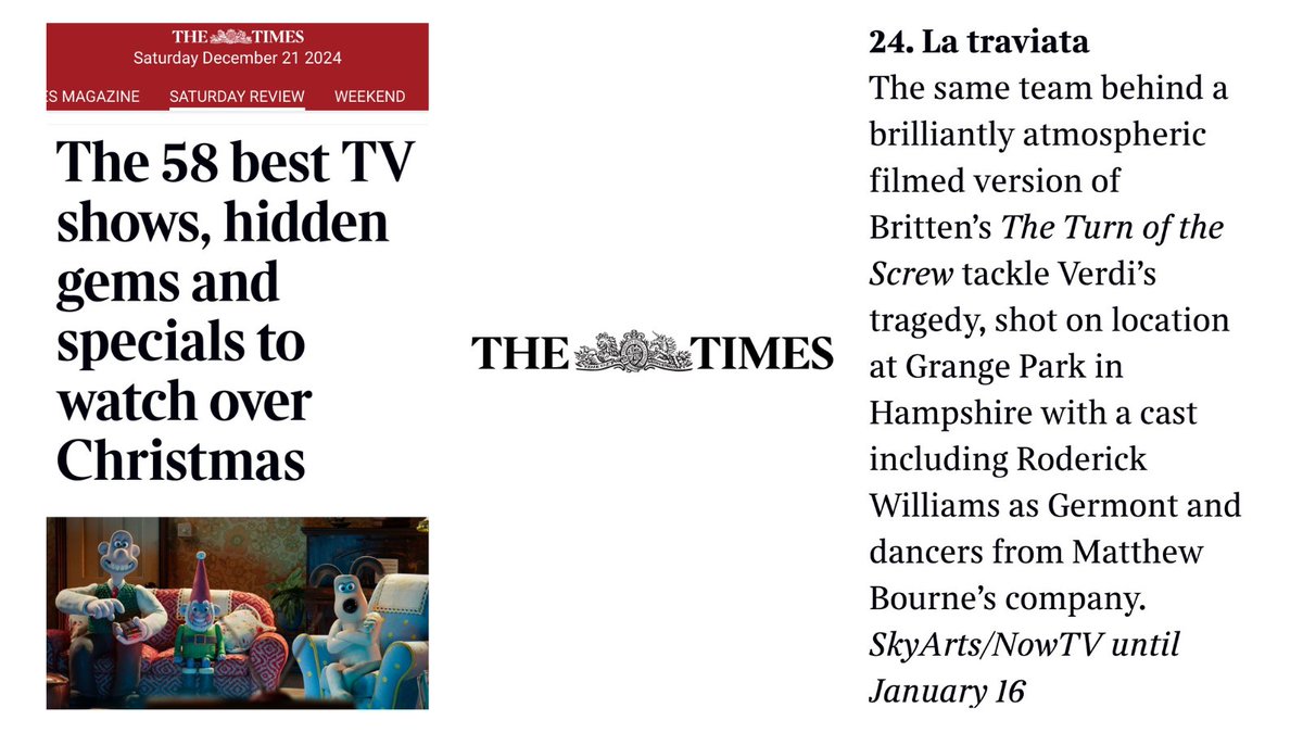 Discover a <a href="/thetimes/">The Times and The Sunday Times</a> 'hidden gem' over #Christmas  

OperaGlass Works' stunning film of La Traviata is available to watch via <a href="/NOW/">NOW</a> until January 16, and on <a href="/SkyArtsDE/">Sky Arts</a> on New Year's Day.
