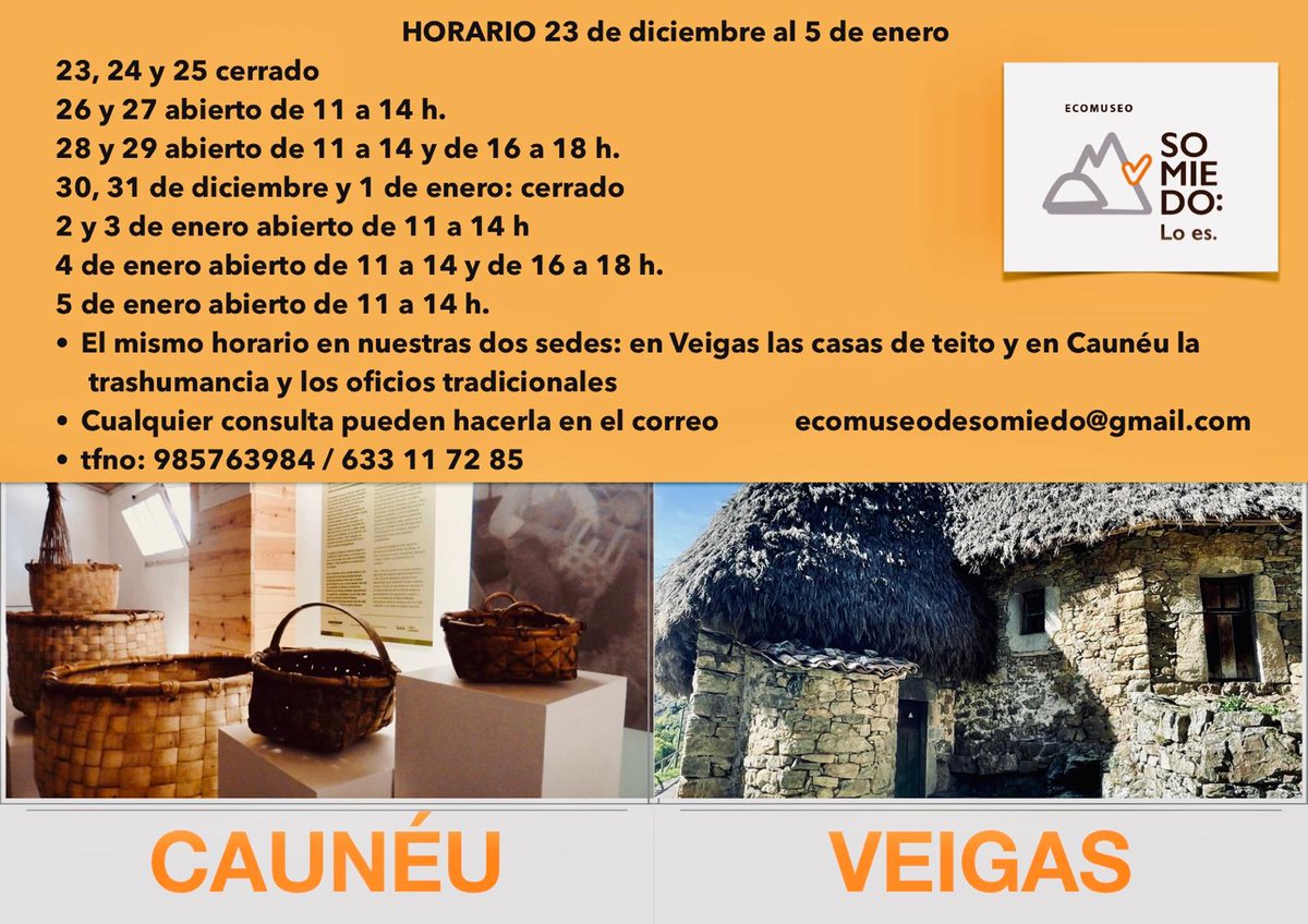 Nuestro horario para estos días de Navidad 👇🏼
@QueFemos
<a href="/OficialSomiedo/">Somiedo Turismo</a> <a href="/TurismoAsturias/">TurismoAsturias</a>