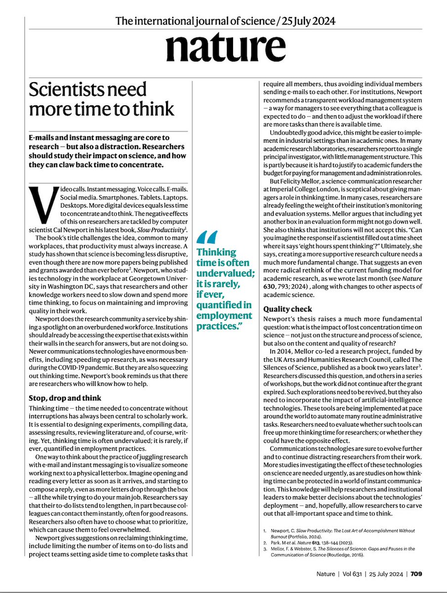 THIS 👇

We need to reclaim the thinking time necessary to produce quality research that move, advance or disrupt knowledge. 

Fundamentally this means pushing back against university managers who wrongly celebrate quantity over quality. 

Write better papers, write fewer papers.