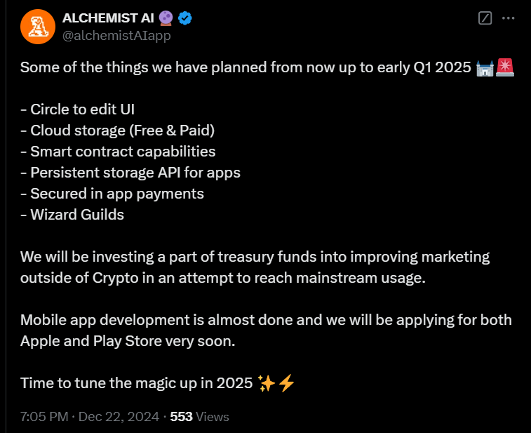 These $ALCH devs? are straight SCARY (in the best way). Let me explain:

1. Stupidly Simple Yet Brilliant.

<a href="/alchemistAIapp/">ALCHEMIST AI 🔮</a> is so easy to use, even your grandma could figure it out. But degens? Nah, they’re too busy aping into meme coins to see the long term gold here. So the