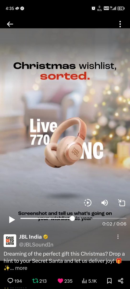 Kar_sene's tweet photo. @JBLSoundIn 🎄🎁 Ooooh, I hope my Secret Santa sees this! Nothing says joy like some epic JBL sound! #WishlistVibes #EngineeredForEmotion #SecretSanta #JBLIndia

Join friends
@_master1045 
@anshu674230 
@Lovely_Men4 
@CharanTweetss 
@bas_kalka 
@Doctor_G420 
@iamsky2684
@imMeet17
@__nav22__ https://t.co/A48Q2mD1bD