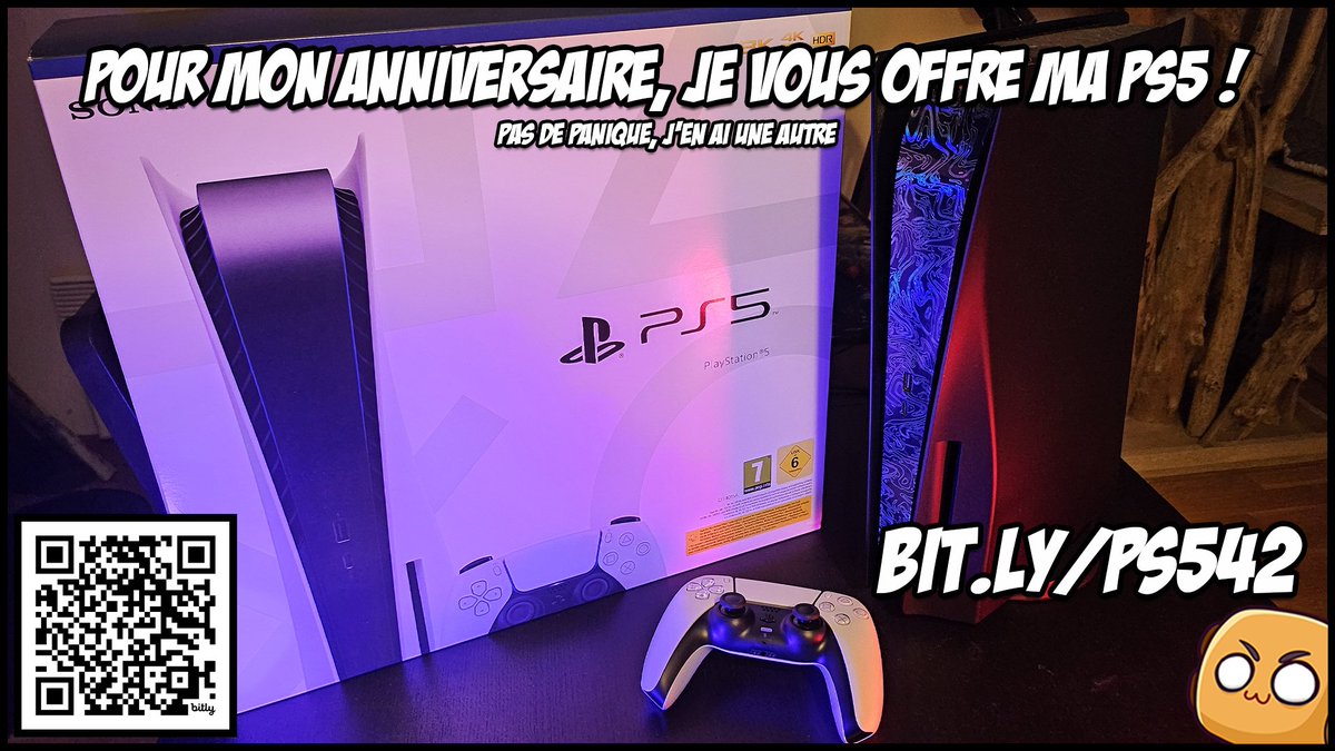 Pour mon anniversaire, j'ai décidé de vous offrir ma PS5 (j'en ai une nouvelle :p).

Vous avez jusqu'au 01/01/25 pour participer !

==> bit.ly/PS542
==> bit.ly/PS542
==> bit.ly/PS542