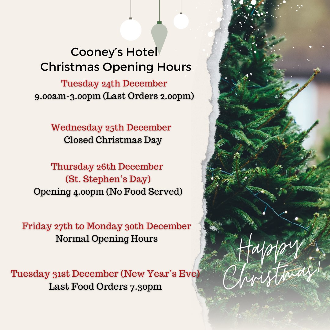 CooneysHotel's tweet photo. Wishing our customers a Happy Christmas from all at Cooney's Hotel #ballymahon #longford https://t.co/lx5mAQSF3M