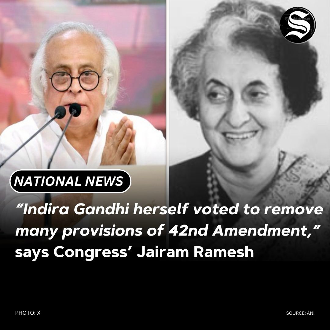 TheStatesmanLtd's tweet photo. Congress MP #JairamRamesh criticised PM Modi for selectively criticising the 42nd Amendment while omitting #IndiraGandhi's support for the #44thAmendment, which reversed many of the #42ndAmendment's provisions. Ramesh pointed out that Modi and his colleagues attacked Gandhi for the 42nd Amendment, passed in 1976, but failed to mention her vote in favour of the 44th Amendment in 1978, which highlights the selective nature of Modi's criticism.
#Politics #TheStatesman