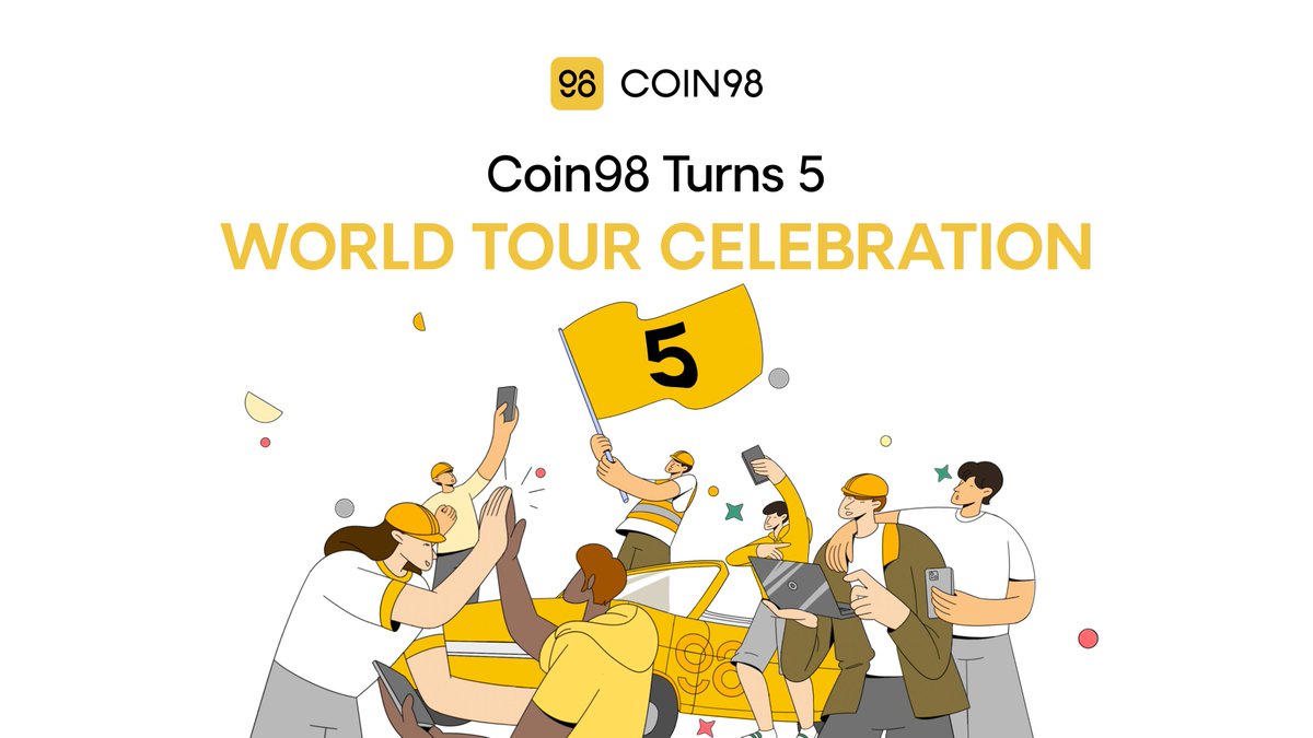 5 Years of Making Progress,

5 countries with the most active users of Coin98,

5 parties to start the celebration,

Which countries do you want to be part of the World Tour Celebration? 🌎 🎉

Stay tuned for more information! ✨

#Coin98Turns5 🟡