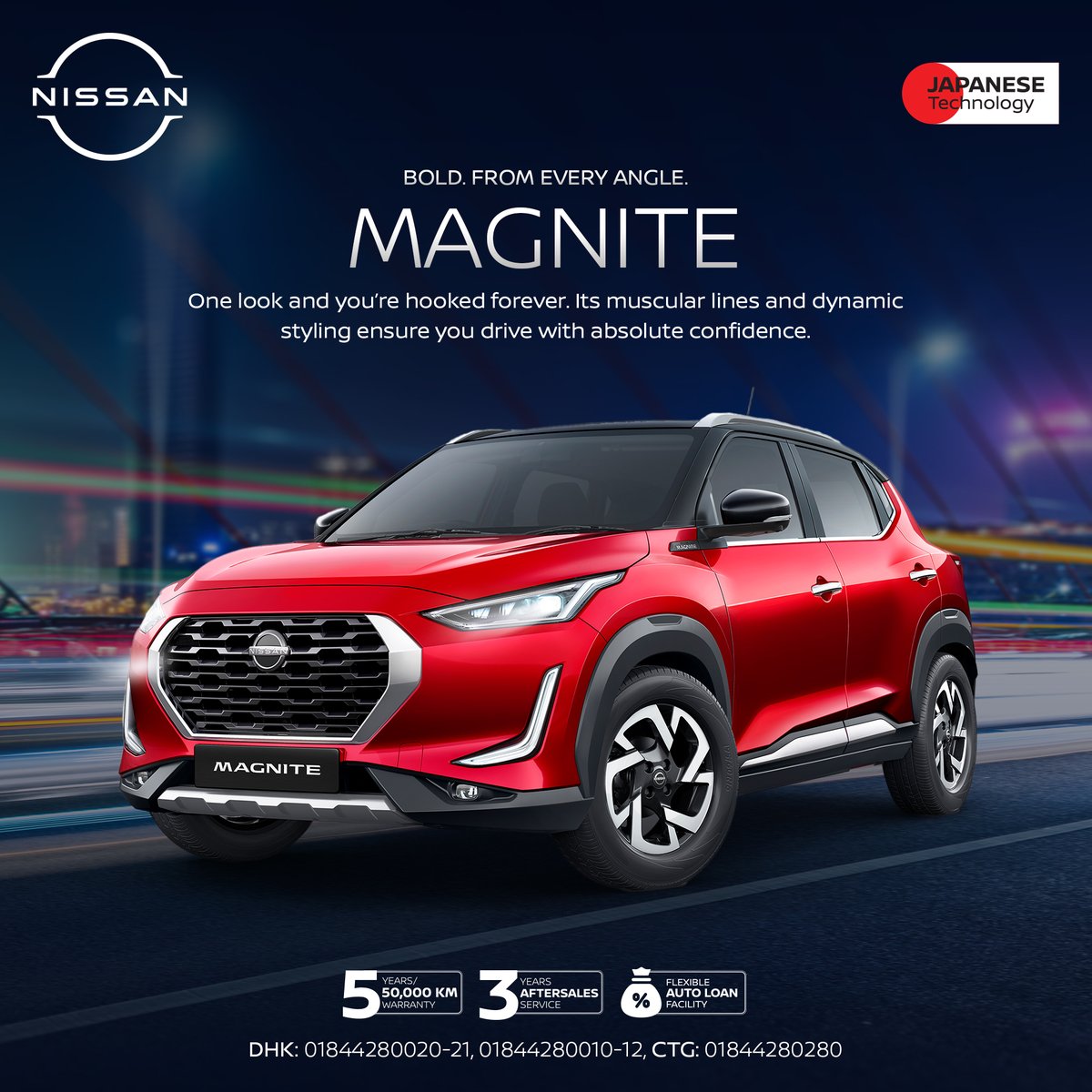 bdnissan's tweet image. Elevate every journey with the all-new Nissan Magnite! Packed with style, comfort, and cutting-edge features, it’s designed to make every drive an adventure. Ready to turn heads and take on the road like never before.

#NissanMagnite #ElevateYourDrive #StyleMeetsPerformance