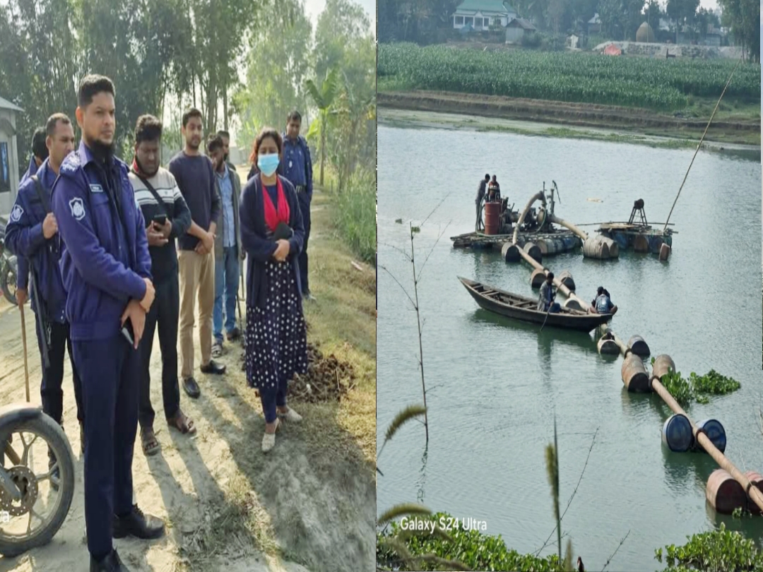 মাদারগঞ্জে ড্রেজারে অবৈধভাবে বালু উত্তোলন করার দায়ে ১ লক্ষ টাকা জরিমানা