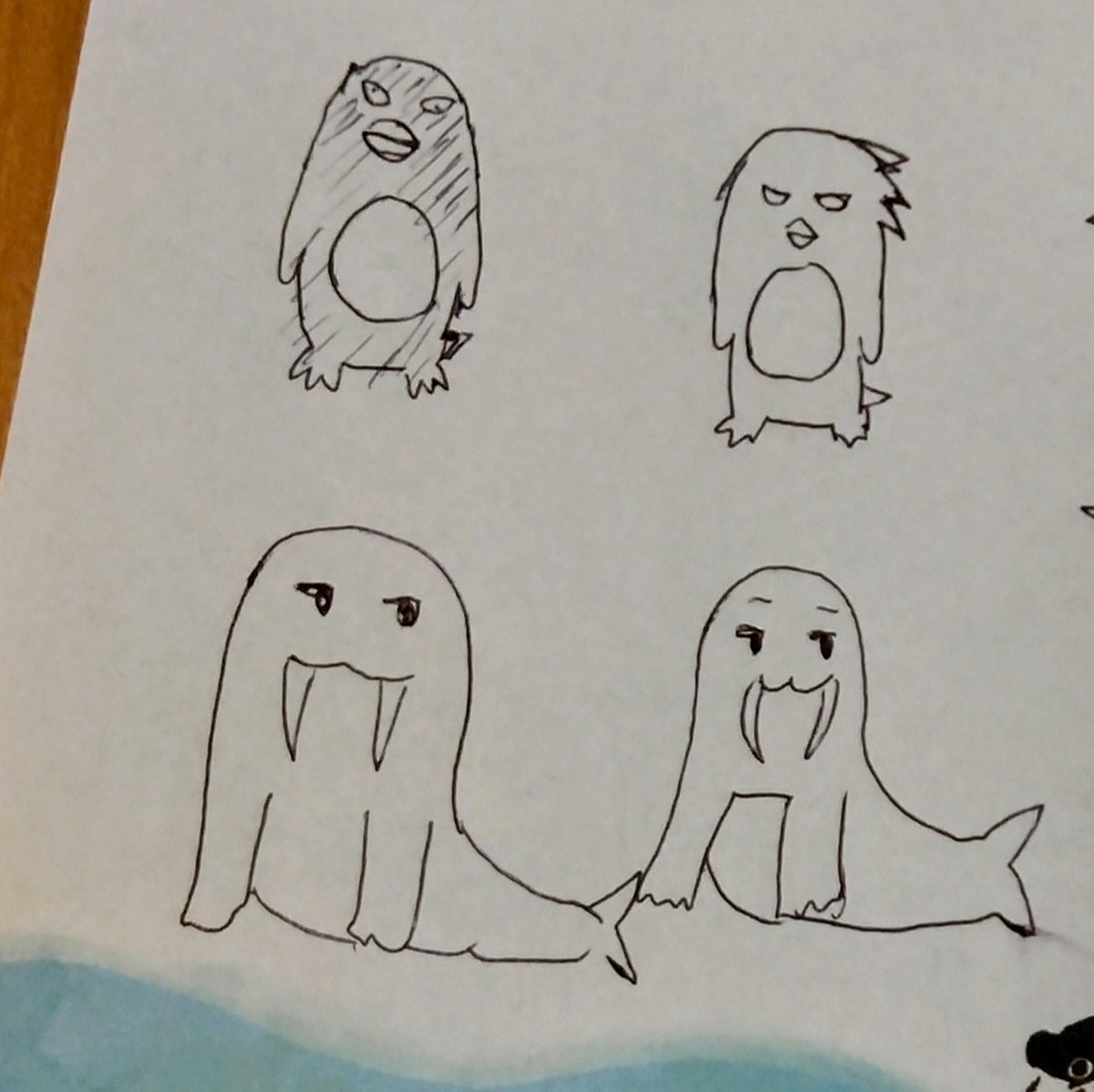 これは夫がかいたペンギン研究会となんらかの海獣アパチャイ 
