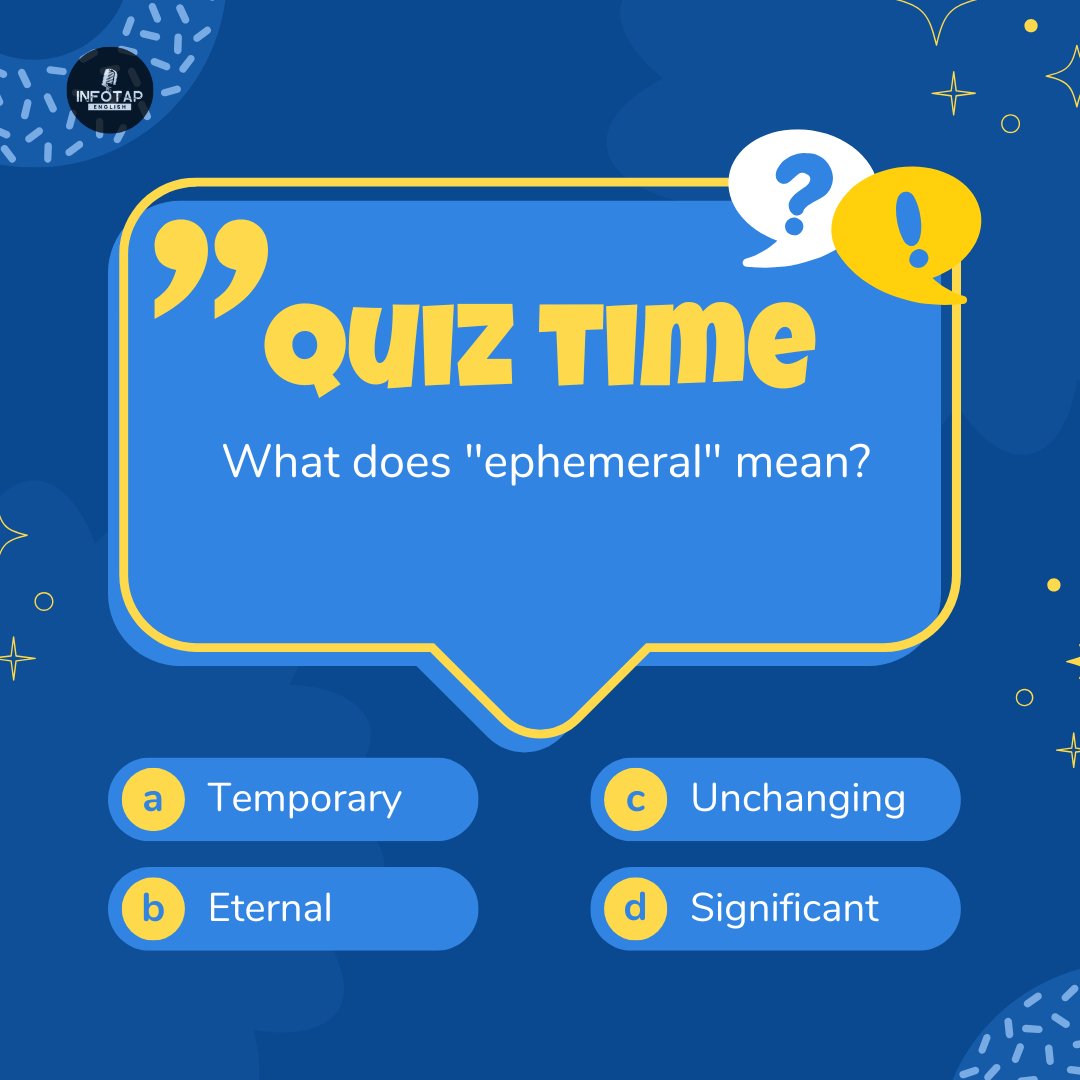 InfotapLearning's tweet image. #QuizLearnEnglish #EnglishQuiz #EnglishLearning #LanguageLearning #Vocabulary #Grammar #EnglishPractice #ESL #EnglishLessons #EnglishSkills #infotapenglish