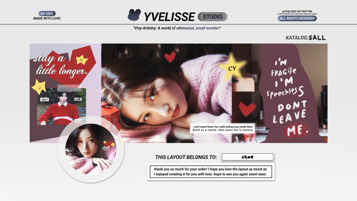 halo! ₍ᐢ. .ᐢ₎♡

ayo kenalan dengan 2 design baru aku, namanya 'blue' dan 'SALL', dua-duanya terinspirasi dari lagu blue by yung kai dan, stay a little longer by rosé. 🩵❤️‍🩹
yang satu lagu kasmaran dan yang satunya galau. kalian lebih suka yang mana? 🥺🩷