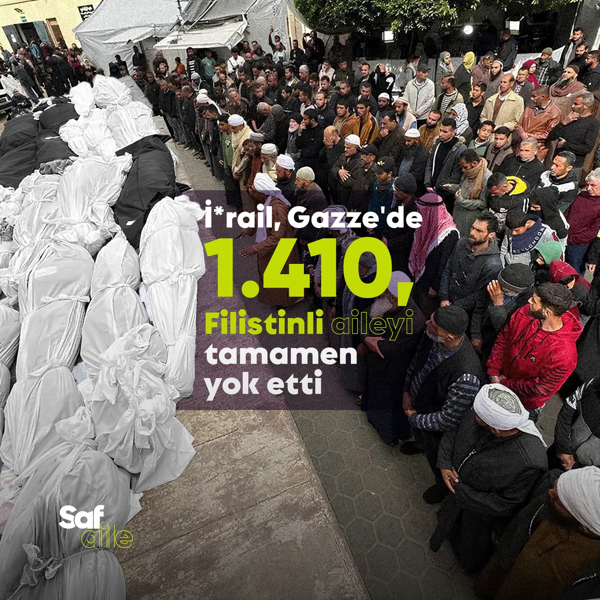 Safdijitalcom's tweet photo. Gazze’de insanlık onuru yerle bir ediliyor.
İsrail, 1.410 Filistinli aileyi sadece hayattan değil, tarihten de silerek bir halkın adını ve izlerini yok etmeye çalışıyor.
#safaile #gazzedekatliamvar #insanhakları https://t.co/xTApnrcZoZ