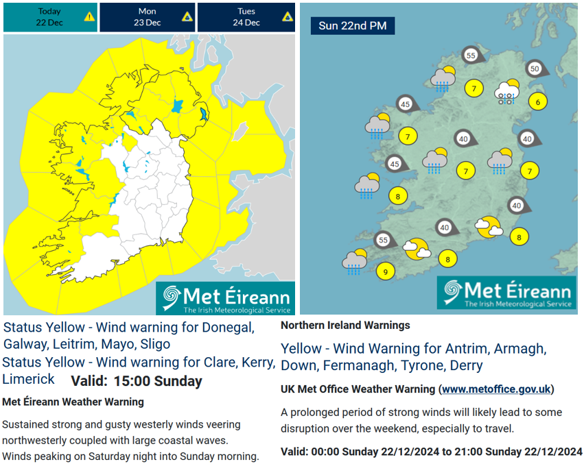Windy &amp; cold today with widespread showers easing this afternoon &amp; more sunny spells developing

There is a chance of some sleet on higher ground in the E &amp; N

Highs of 5 to 8 C🌡️ in fresh to strong &amp; gusty northwesterly winds

ℹ️met.ie/national-forec…
ℹ️met.ie/warnings-today…