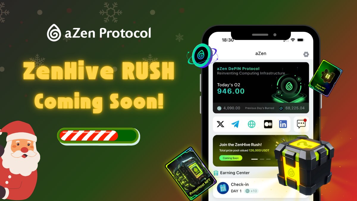 azen_protocol's tweet image. 🎄 ZenHive Rush Coming Soon! Unlock the Thrill of Mystery Boxes this Christmas.🎁

Christmas is around the corner, and the ZenHive Rush Mystery Box is ready to bring you the ultimate holiday surprise! ✨

💰 Prize Pool Total Valued: 126,000 USDT 

Unwrap the joy, dive into the…