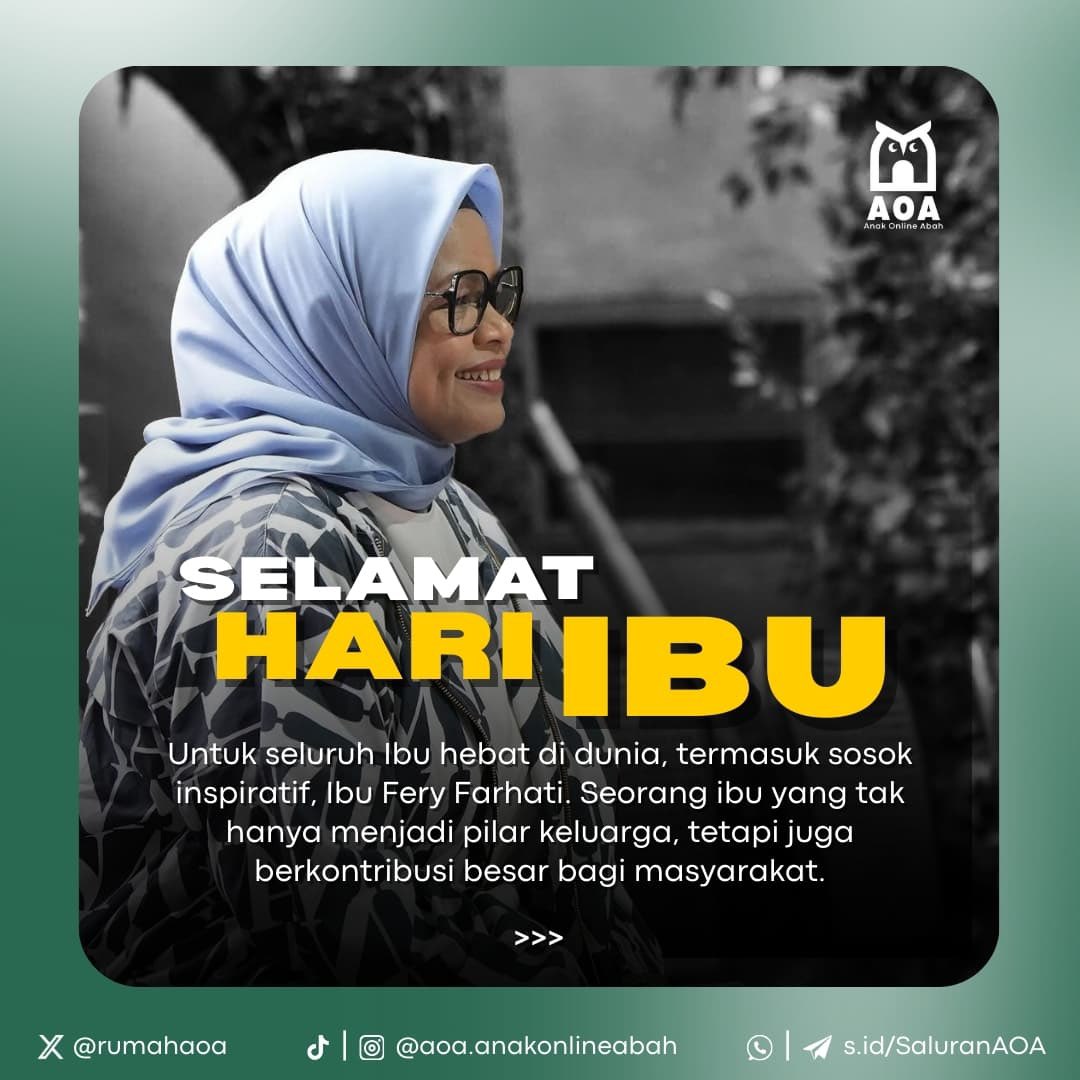 rumahaoa's tweet photo. Selamat Hari Ibu, bagi seluruh Ibu di Dunia 🫶🏻

Termasuk Ibu Fery Farhati yang merupakan istri dari Abah kami, Anies Baswedan.
Yuk, Kita sejenak cerita singkat mengenai sosok Bu Fery Farhati  🙌🏻 https://t.co/UfmuFy1wLy