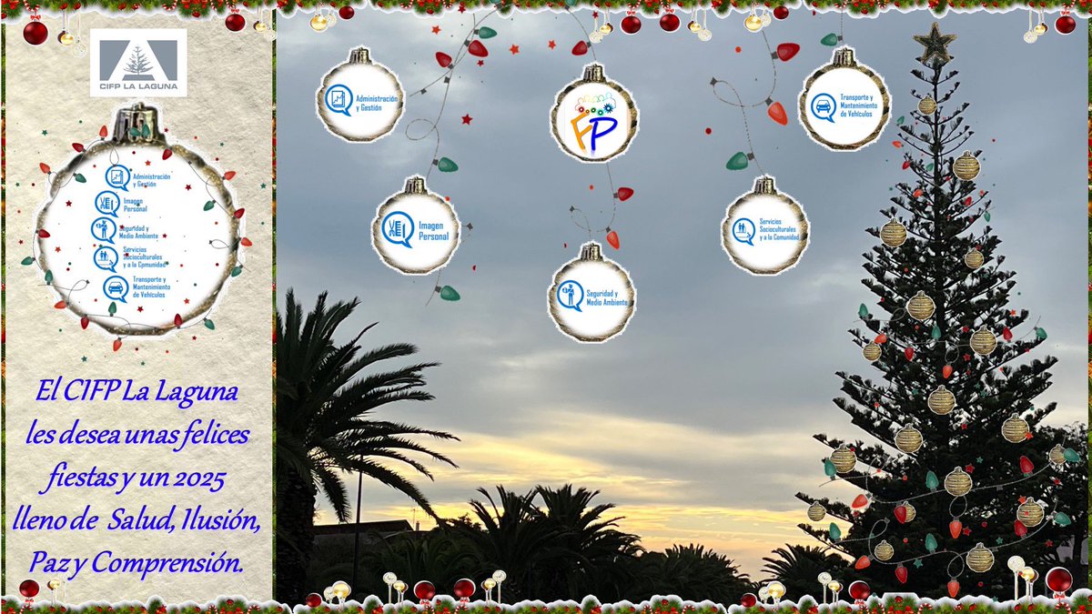 CIFP LA LAGUNA (@cifplalaguna) on Twitter photo Felices Fiestas! desde el CIFP La Laguna con nuestros mejores deseos!
#felicesfiestas 
#feliz2025 Felices Fiestas! desde el CIFP La Laguna con nuestros mejores deseos!
#felicesfiestas 
#feliz2025