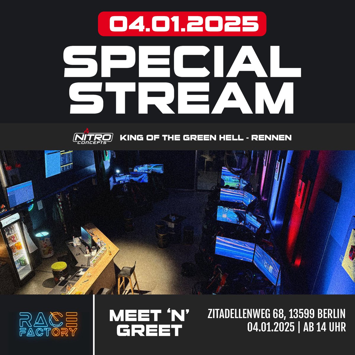 Team Nitro (@teamnitroracing) on Twitter photo Für Anfang 2025 haben wir etwas ganz Besonderes für Euch überlegt! Wir streamen live aus der Race Factory Berlin die <a href="/Nitro_Concepts/">Nitro Concepts 🔥</a> King of the Green Hill Rennserie. Seid vor Ort dabei oder schaut im Stream zu – wir freuen uns auf Euch! 🔥
Mehr Infos folgen! 💖 Für Anfang 2025 haben wir etwas ganz Besonderes für Euch überlegt! Wir streamen live aus der Race Factory Berlin die <a href="/Nitro_Concepts/">Nitro Concepts 🔥</a> King of the Green Hill Rennserie. Seid vor Ort dabei oder schaut im Stream zu – wir freuen uns auf Euch! 🔥
Mehr Infos folgen! 💖