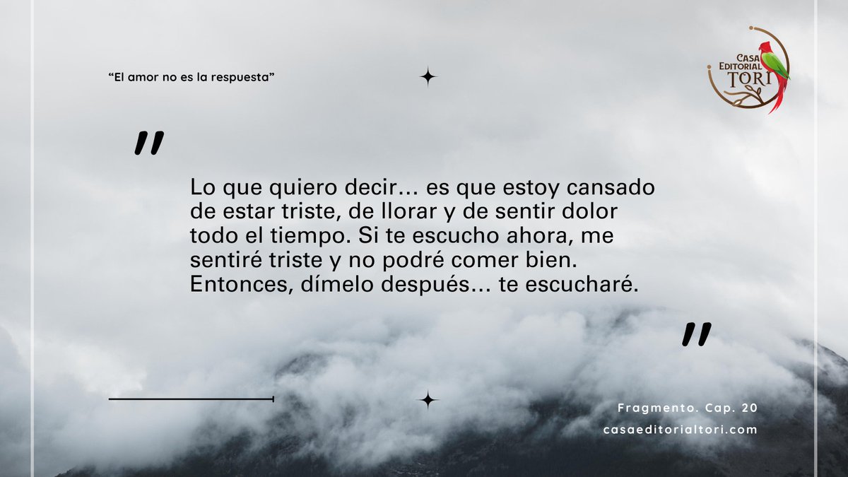 ToriEditorial's tweet photo. 😍Nuestra última lectura de domingo en #2024:
"El Amor no es la Respuesta", una historia de amor y redención que desafía los límites del corazón.
¡Te encantará!
Encuéntrala en Google Books con un precio especial:
https://t.co/aiaDSe4fLA...
#LecturaRecomendada #BLEnEspañol https://t.co/jb55Ocgjgh