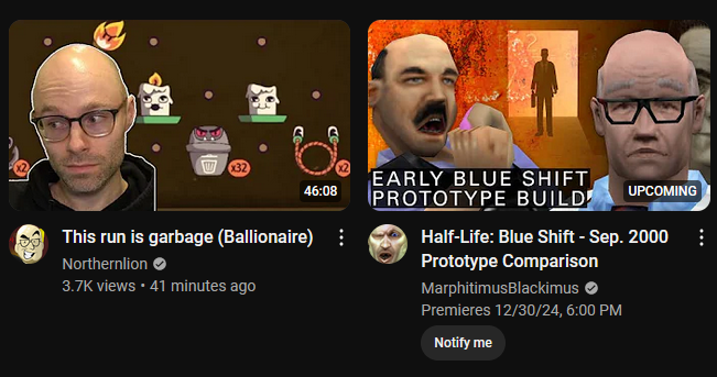 At a glance I thought these were both <a href="/Northernlion/">Ryan Letourneau</a> videos.