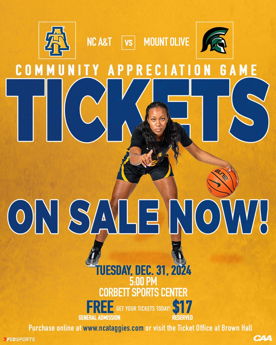 Free99 for General Admission!! 

Before celebrating 2025 cheer ⁦<a href="/LadyAggieBall/">Lady Aggie Ball</a>⁩ into the New Year against Mount Olive at Corbett!! Dec. 31, 5pm start. 

#AggiePride