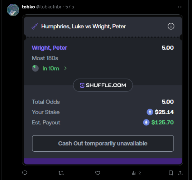 TobkoUpdates's tweet photo. 🚨 JUST IN: Tobko shares this ridiculous bet. https://t.co/xfqeM52BiF