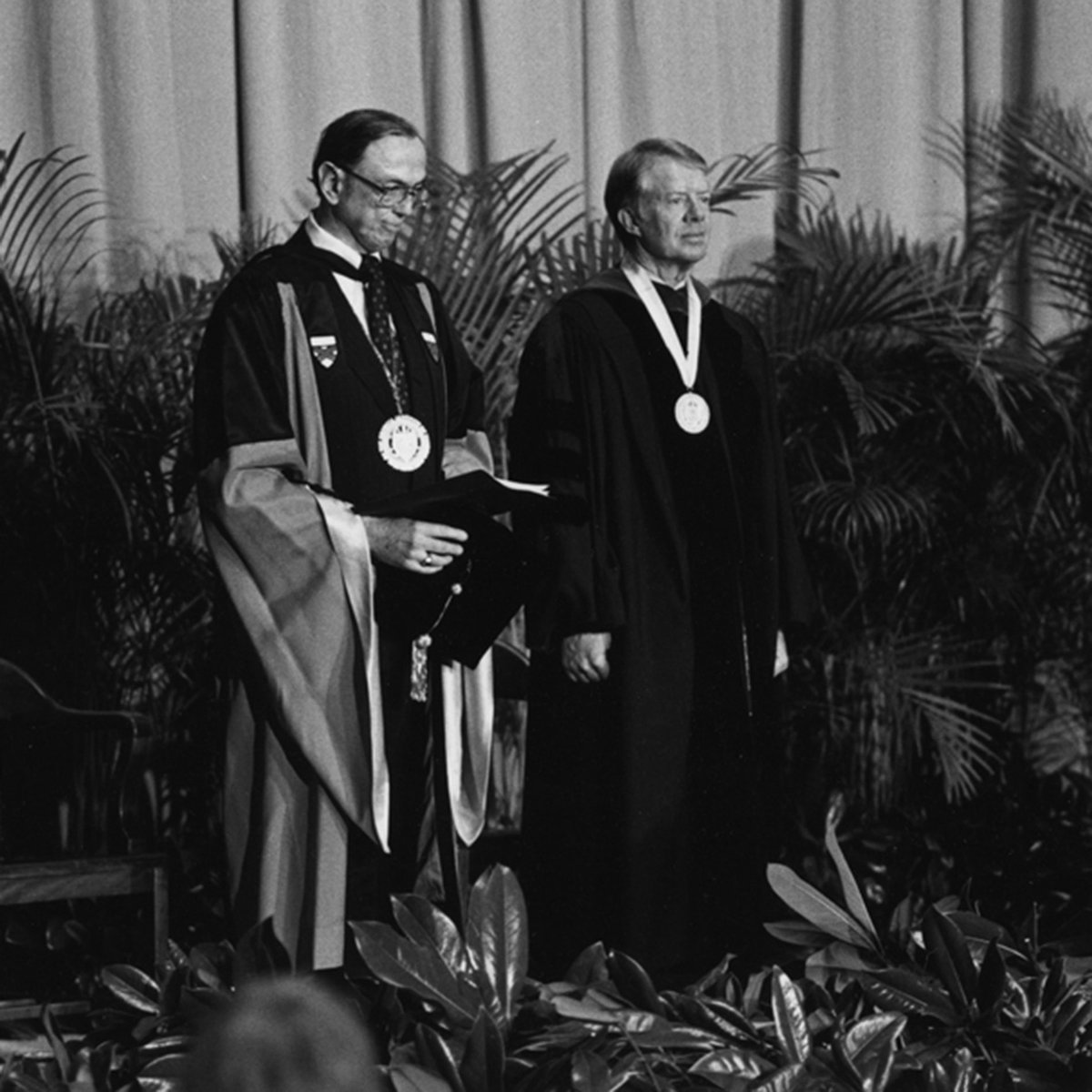 GeorgiaTech's tweet photo. The Georgia Tech community, the nation, and the world have lost a towering yet humble, hardworking man of faith who devoted decades to enhancing democracy and freedom, improving health, and preventing and resolving conflicts at home and across the globe. 

Jimmy Carter, Class of 1946, HON Ph.D. 1979, the 39th president of the United States, and the 76th governor of Georgia, died today at his home in Plains, Georgia. He was 100. | https://t.co/3QpVNqPYVd