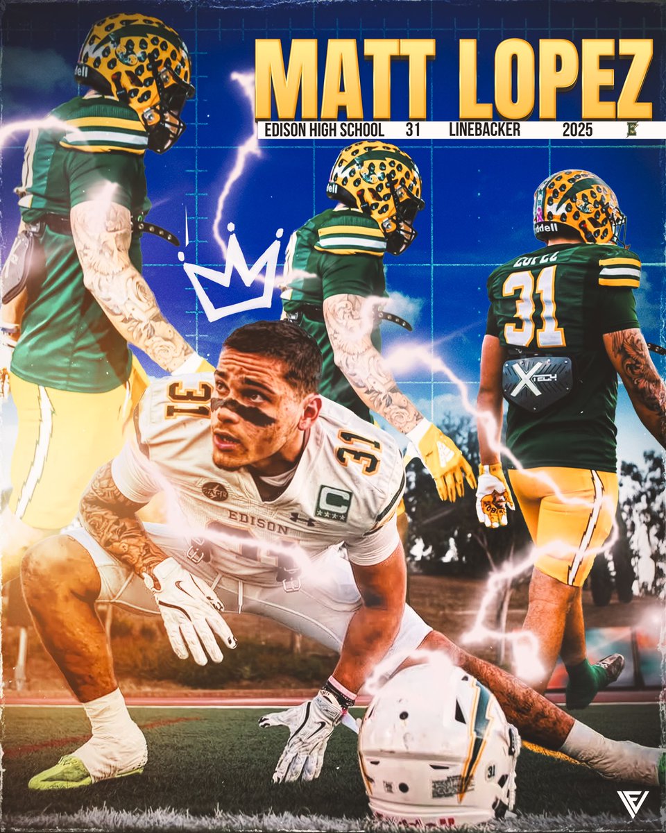 Watched him live at the Makasi Bowl 8. 
All. Over. The. Field‼️ <a href="/Matt_Lopez31/">Matt Lopez</a> 
Finished the szn with 1️⃣7️⃣4️⃣tackles. <a href="/EdisonChargerFB/">Edison Football ⚡️</a> school record.😤