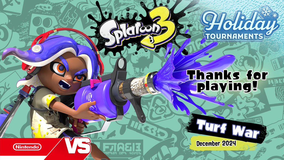 NintendoVS's tweet image. That’s a wrap on the #Splatoon3 Turf War December 2024 tournament!
Congrats to the winners, and thanks for playing!