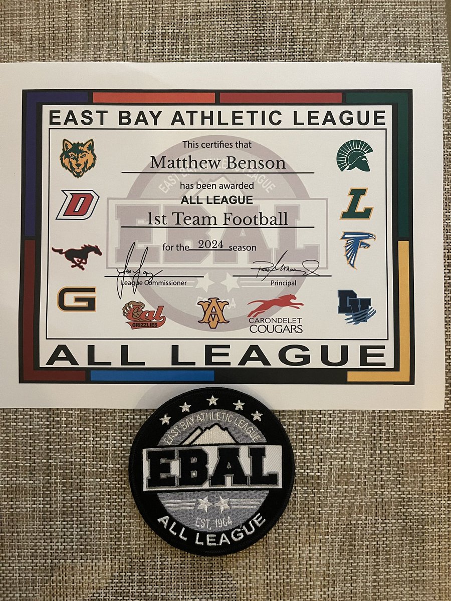 I am beyond honored to have been placed on the 1st Team for our East Bay Athletic League. It really took a lot of grind to have such a great season and it paid off big time. Couldn’t have done it without those around me. Check out my season on hudl.
hudl.com/v/2QbBh1
