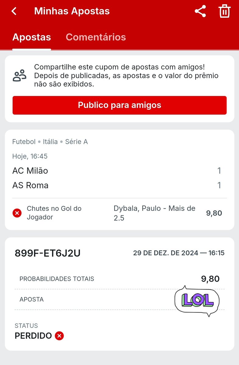 Docinhavibes15's tweet image. Alguém que entende poderia me explicar porque eu perdi essa aposta da @superbet_br?😟