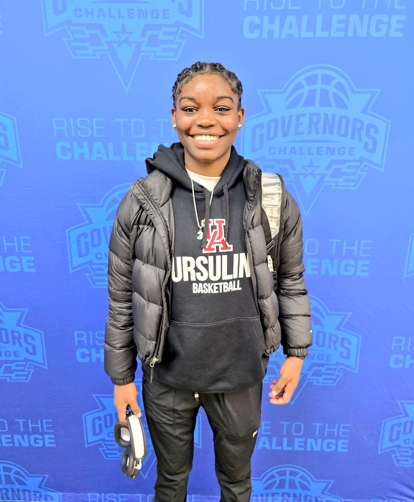 MarcusHelton's tweet photo. Ursuline (DE) 2027 star guard Jezelle "GG" Banks was as good as advertised against McDonogh (Md.), going for 27 points (on 9-of-13 shooting) in a 59-48 @GovChallenge Girls Showcase victory. @BanksJezelle @UARaidersHoops https://t.co/QTpBLUfx6H