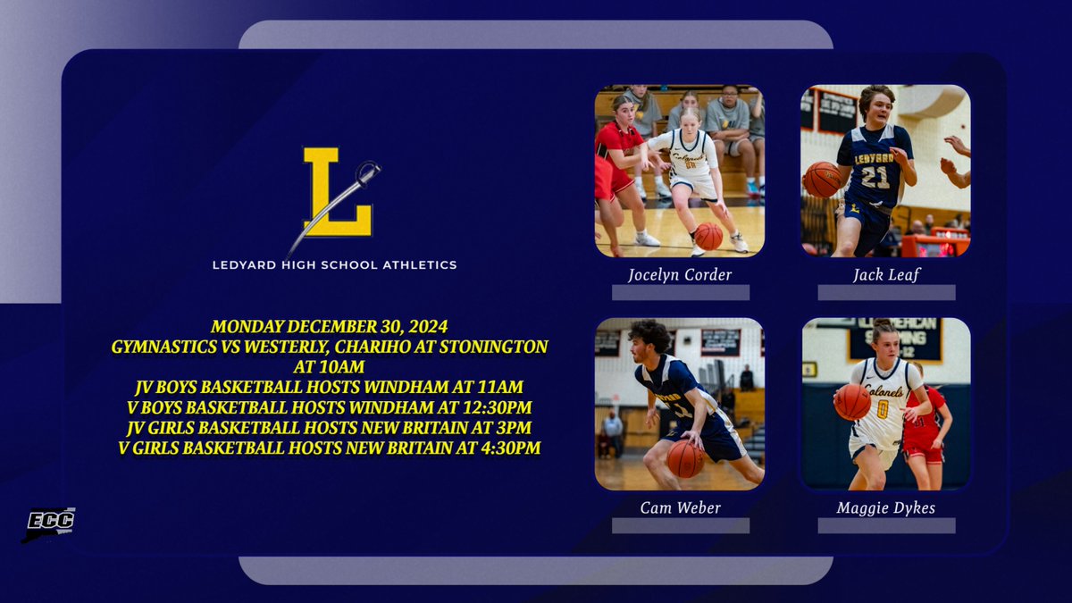 Jim Buonocore (@ledyardsports) on Twitter photo Monday December 30 LHS Athletics Schedule. Basketball Tickets must be purchased online at: gofan.co/app/school/CT1…
#LHScolonelpride #ctbb #ctgb <a href="/TheDayCTsports/">The Day sports</a> <a href="/GoECCAthletics/">ECC Athletics</a> Monday December 30 LHS Athletics Schedule. Basketball Tickets must be purchased online at: gofan.co/app/school/CT1…
#LHScolonelpride #ctbb #ctgb <a href="/TheDayCTsports/">The Day sports</a> <a href="/GoECCAthletics/">ECC Athletics</a>