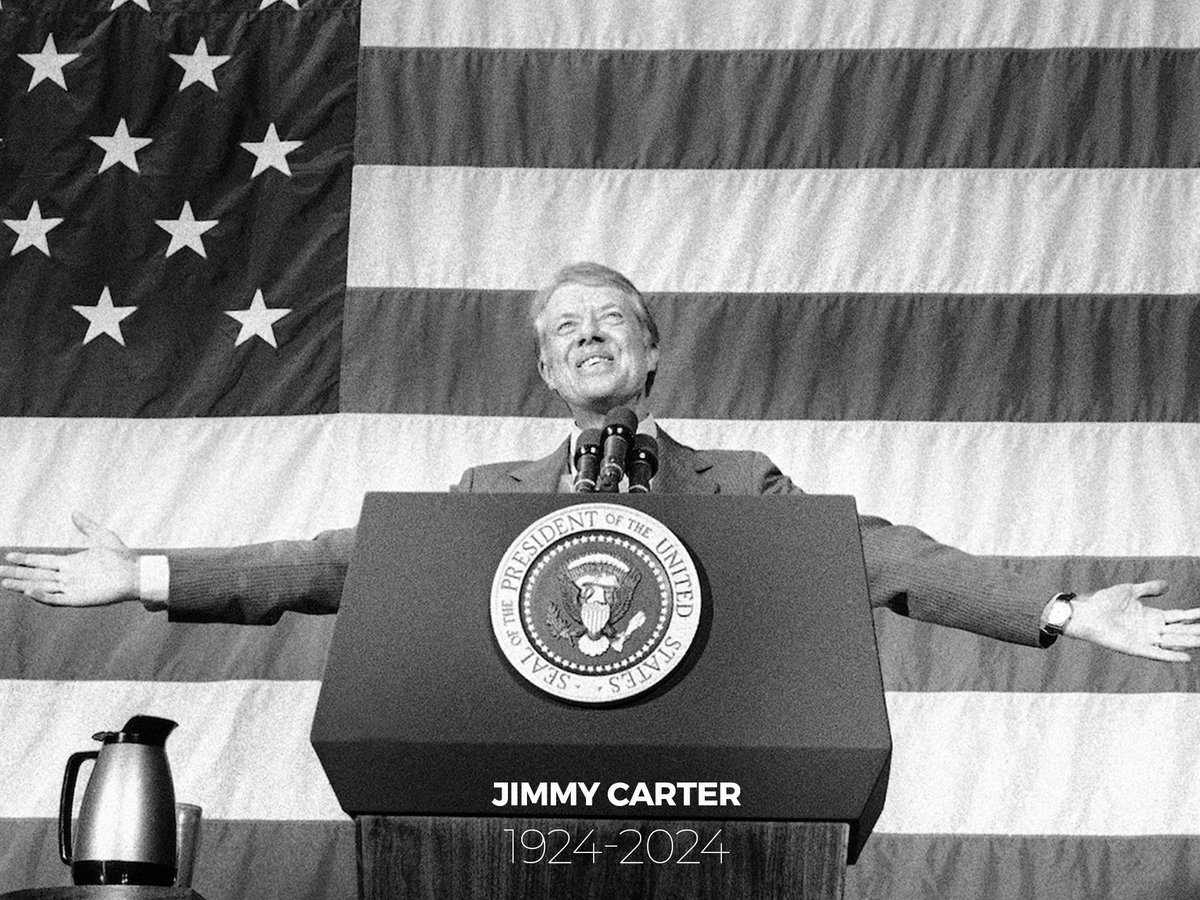 MilenioStadium's tweet image. Jimmy Carter, o longevo presidente dos EUA e Prémio Nobel da Paz humanitária, morreu aos 100 anos neste último domingo,dez. 29. Foi o 39º presidente dos Estados Unidos, que transformou seu legado de comandante-chefe para um legado humanitário. #JimmyCarter