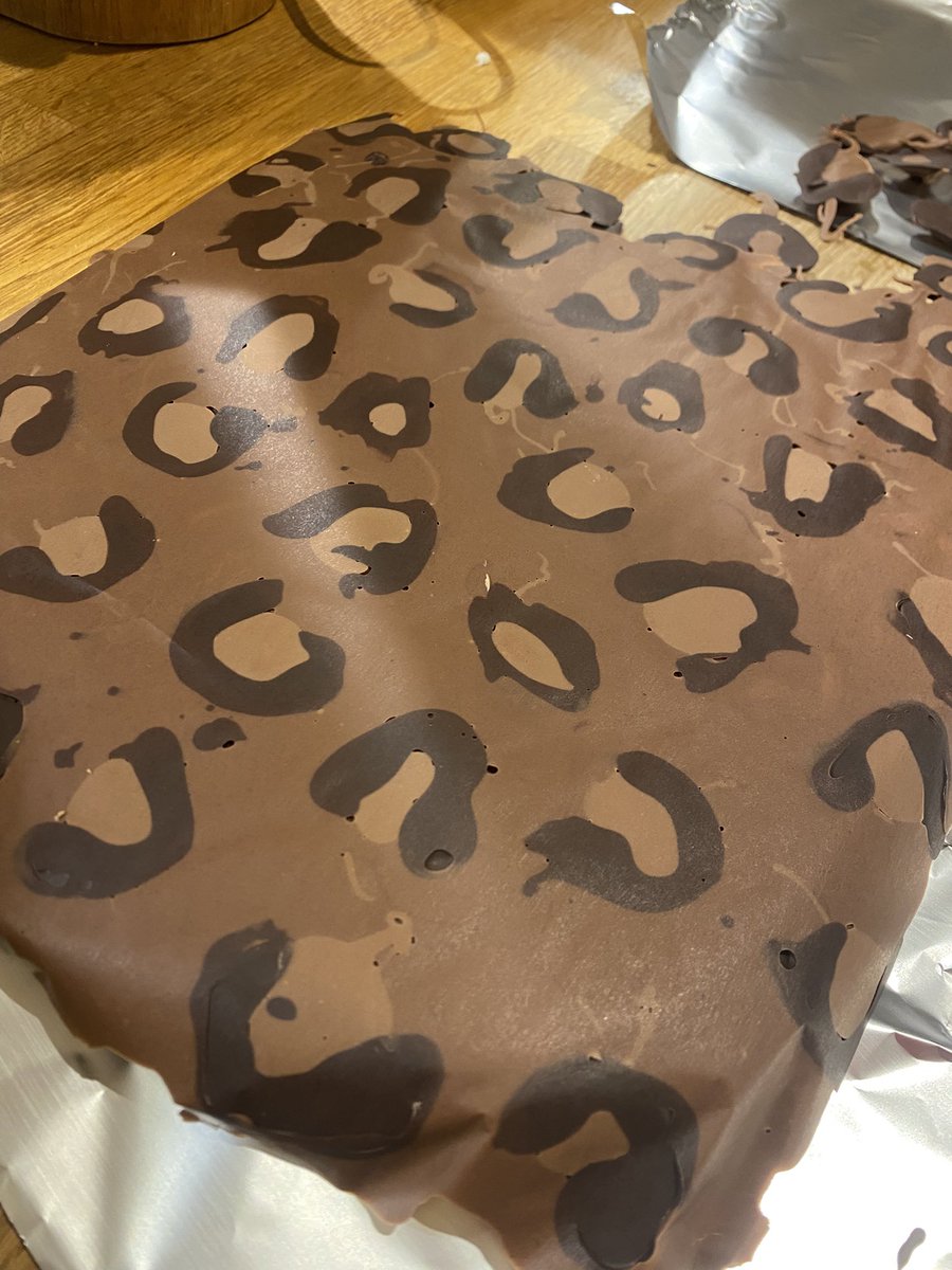 Brucey1's tweet photo. My favourite thing I made this Christmas - edible leopard print chocolate as an #ediblegift for my friends and family. Thanks to @mrshollingsworths on Instagram for the inspo! #chocolate #christmas #food https://t.co/M5EFdOaiPT