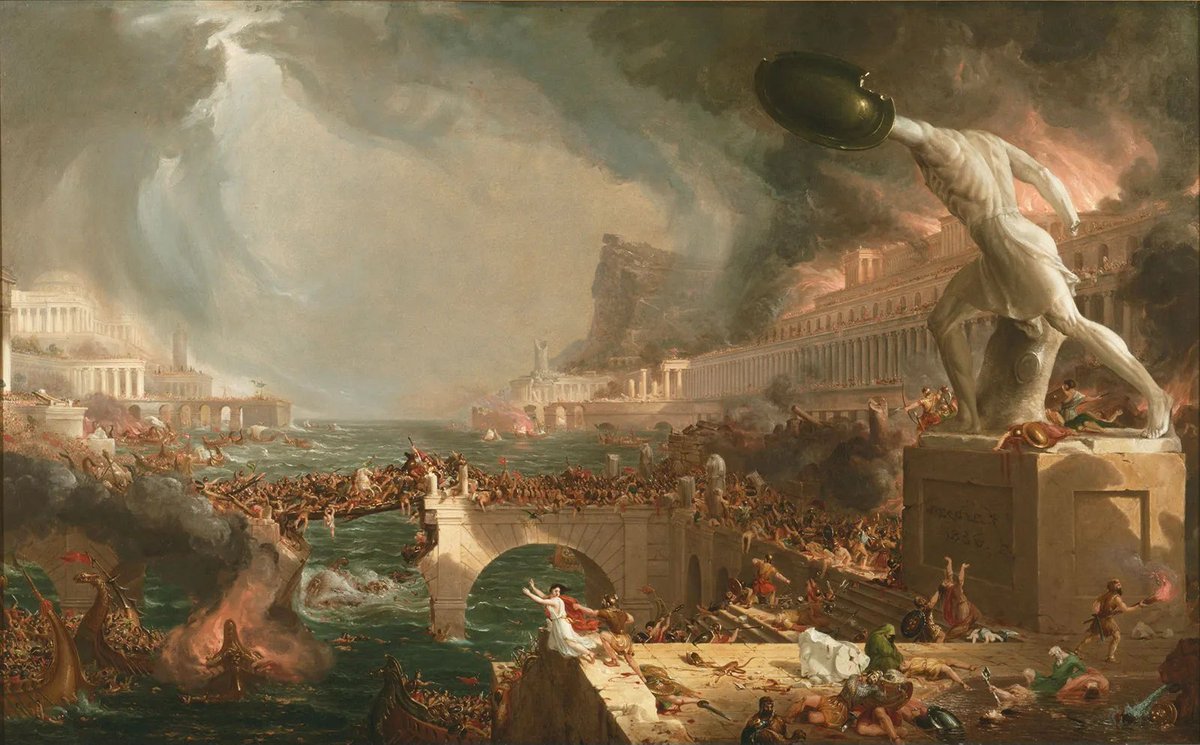 thinkingwest's tweet photo. The 6 stages of empire, according to John Glubb:

1. The Age of Pioneers
2. Age of Conquests
3. Age of Commerce
4. Age of Affluence
5. Age of Intellect
6. Age of Decadence https://t.co/4w385Z3YV9