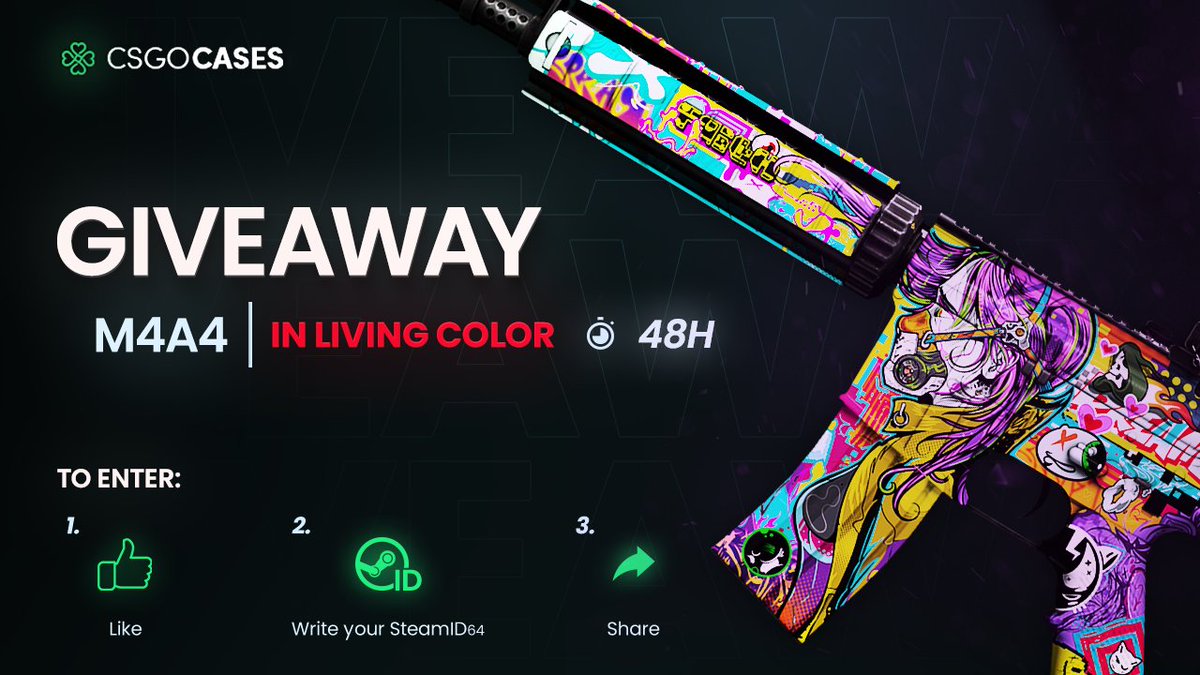 csgocasescom's tweet photo. 💥StatTrak™ M4A4 | In Living Color (FT) GIVEAWAY💥

How to Enter:
💗Like
🔁Retweet
✍️Write your SteamID64

🎁Winner will be announced after 48h⏰

#cs2giveaways #cs2skins #csgocases #cs2skinsgiveaway #cs2community #giveaway #CS2Giveaway #CS2 #CounterStrike2 #CS2 https://t.co/pQIDMdC83o